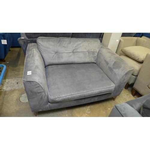 1411 - A pewter velvet upholstered love seat