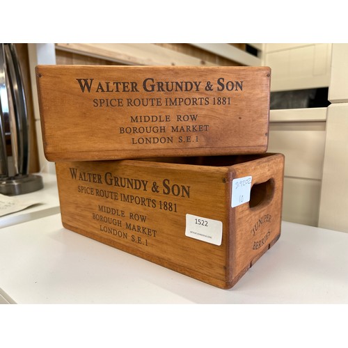 1436 - A set of two stacking 'Walter Grundy & Son' storage boxes