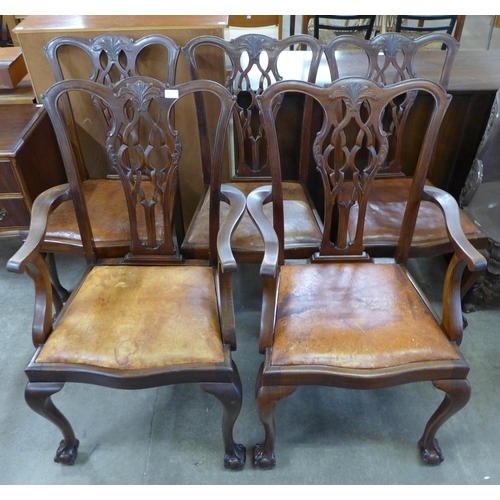 160 - A set of five Chippendale Revival mahogany dining chairs