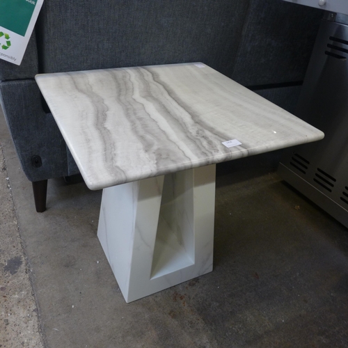 1458 - A white marble effect lamp table