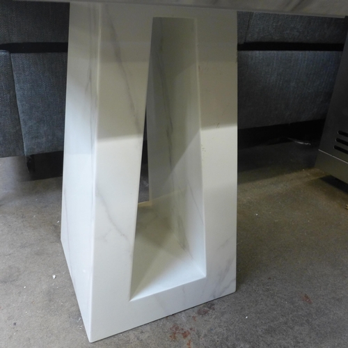 1458 - A white marble effect lamp table