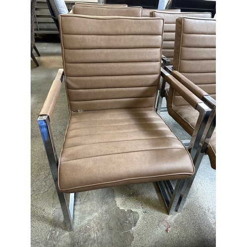 1505 - A set of six tan upholstered cantilever chairs  * This lot is subject to VAT