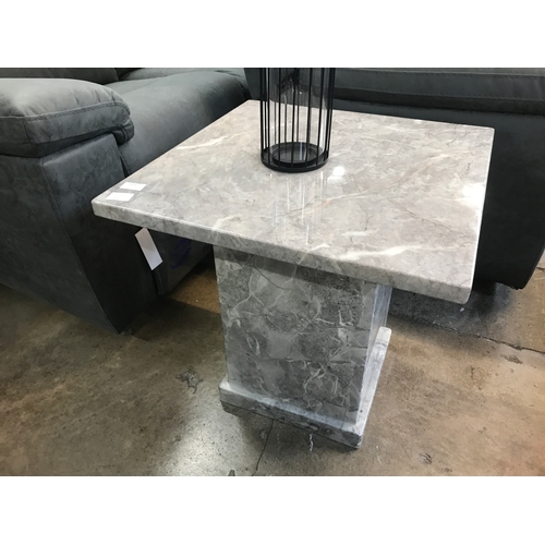 1425A - A grey marble effect lamp table