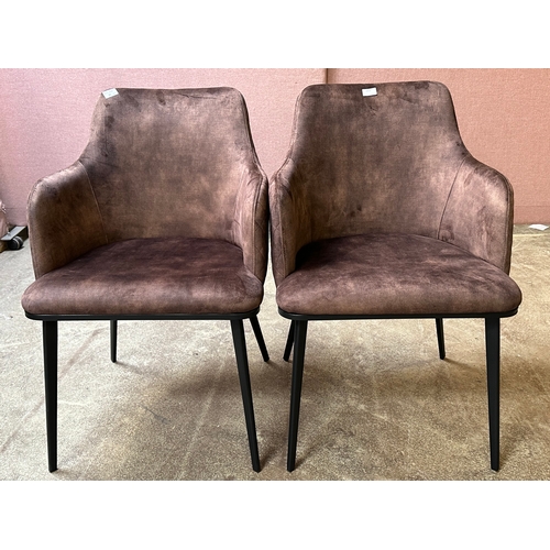 1512 - A pair of bronze upholstered dining chairs  * This lot is subject to VAT