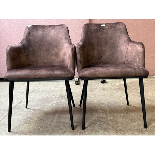 1512 - A pair of bronze upholstered dining chairs  * This lot is subject to VAT