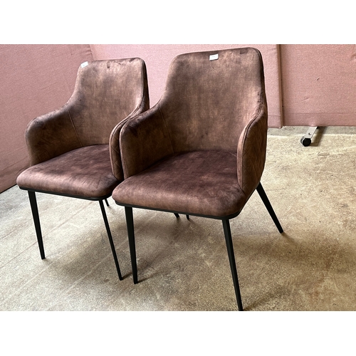 1512 - A pair of bronze upholstered dining chairs  * This lot is subject to VAT