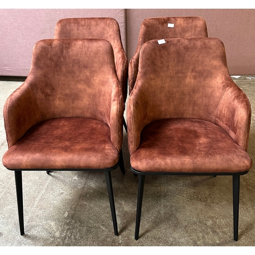 1513 - A set of four copper upholstered dining chairs  * This lot is subject to VAT