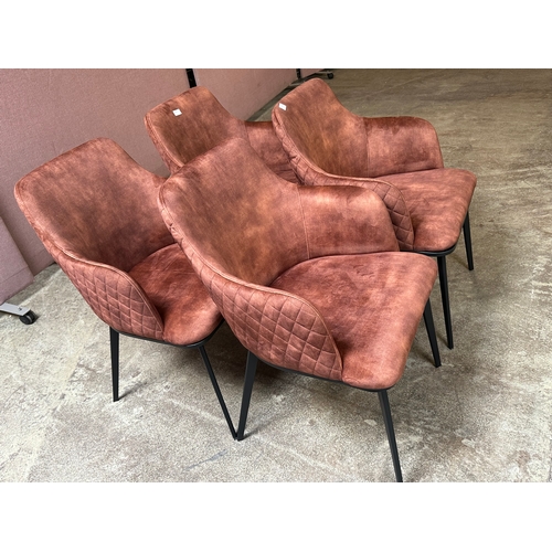 1513 - A set of four copper upholstered dining chairs  * This lot is subject to VAT