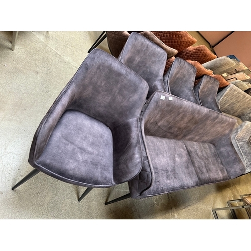 1508 - A grey upholstered club bench and four chairs  * This lot is subject to VAT