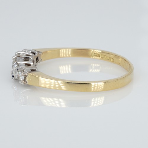 1050 - An 18ct gold and five stone diamond ring, 50pts marked on the shank, (0.5ct), ring size S, weight 3g