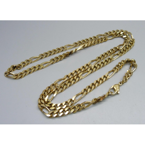 1006 - A long Christian Dior gold tone Figaro chain necklace, 86cm, with bag