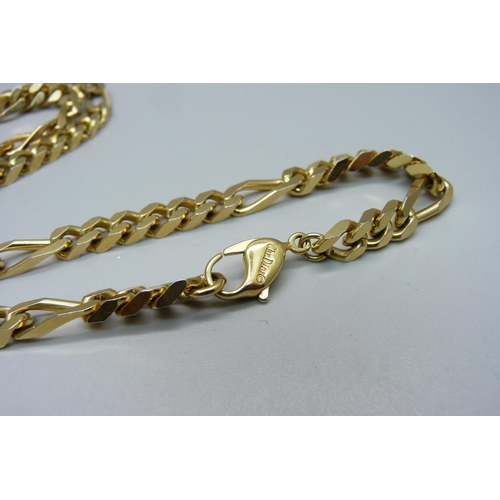 1006 - A long Christian Dior gold tone Figaro chain necklace, 86cm, with bag