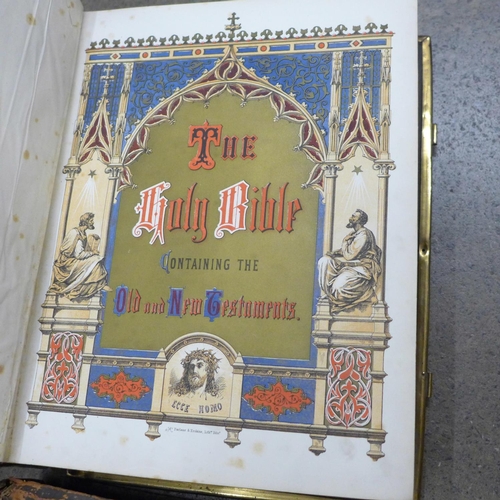 1067 - A Family Bible, other religious books and one volume, The Life and Explorations of Dr. Livingstone *... 