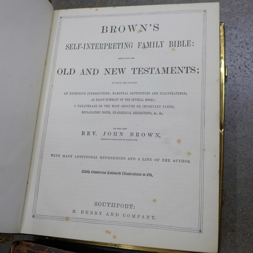 1067 - A Family Bible, other religious books and one volume, The Life and Explorations of Dr. Livingstone *... 