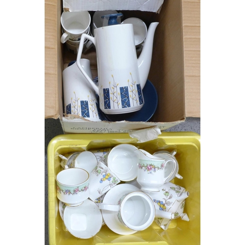 1088 - A Beswick Apollo coffee set, a Paragon Rosalina breakfast set and an Art Deco tea set, one cup, a/f ... 