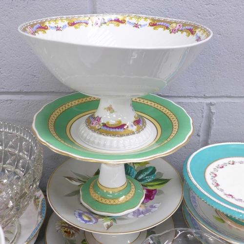 1097 - Comports, tureens, cake stand, glass pedestal bowl and vase, etc. **PLEASE NOTE THIS LOT IS NOT ELIG... 