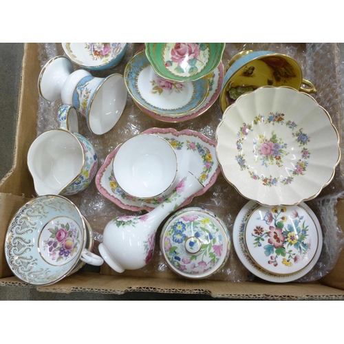 1107 - A box of decorative teawares, Aynsley, Paragon, Staffordshire, etc. **PLEASE NOTE THIS LOT IS NOT EL... 