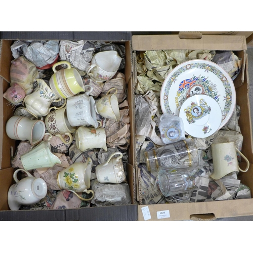 1129 - Five boxes of assorted china and glass **PLEASE NOTE THIS LOT IS NOT ELIGIBLE FOR POSTING AND PACKIN... 