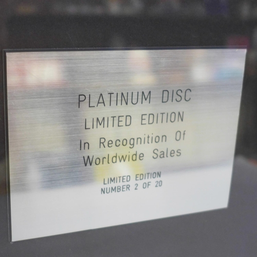 604 - An ELO Platinum Disc, Limited Edition, in recognition of Worldwide sales,  Number 2 of 20, All Over ... 