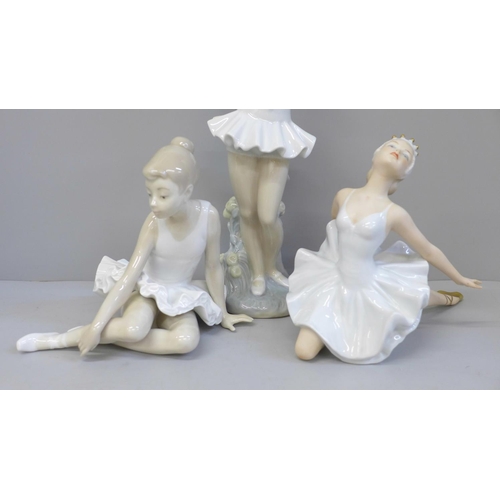 609 - Two Nao figures of ballet dancers and one German figure