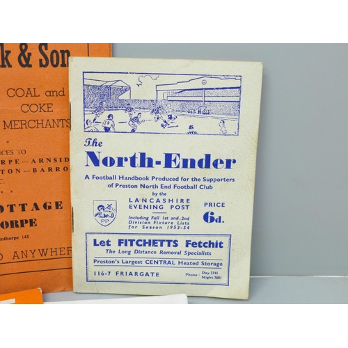 624 - Football; Preston North End 1940's programmes (14) and annuals, A Tom Finney book, etc.