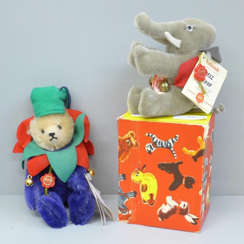 631 - A Hermann Ltd Edition Jester Teddy bear and elephant