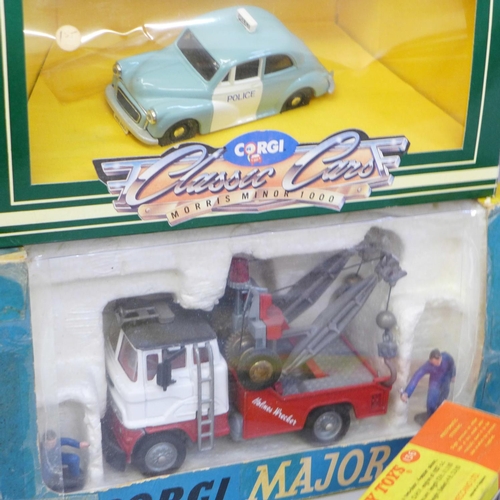 639 - A Corgi Major Toys 'Holmes Wrecker' recovery vehicle with Ford Tilt cab, 1142, two Dinky Toys Milita... 