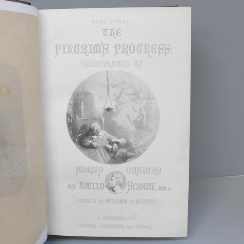 653 - One volume; John Bunyan, Pilgrims Progress published Fullarton 1858 containing both parts and 65 etc... 