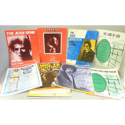 679 - Pop music sheet music (37) including David Bowie, Elton John, Free, Slade, etc.