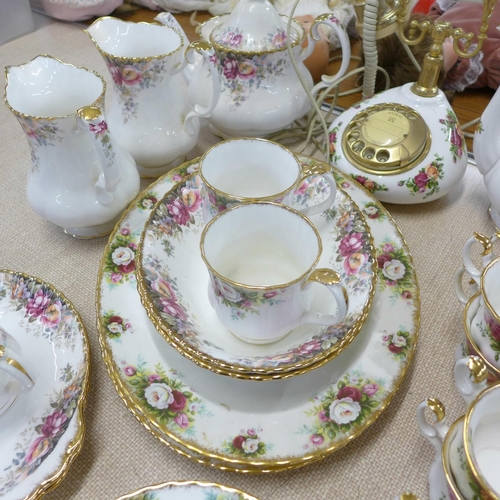 700E - Royal Albert Old Country Roses tea and dinnerware plus telephone and Royal Albert Autumn Roses patte... 