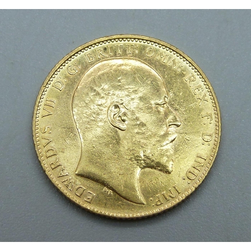 1017 - A 1909 gold full-sovereign