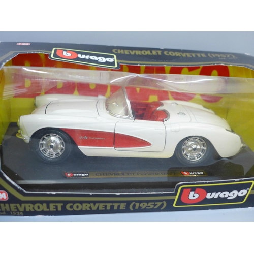 603 - Five Burago model vehicles, four boxed