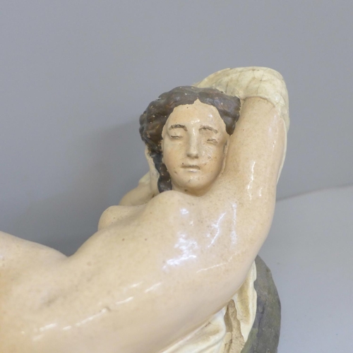 617 - A vintage model of a reclining nude signed R. Wood