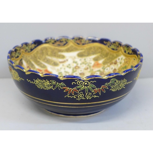 632 - A Japanese Satsuma bowl with character mark to base