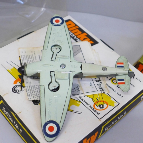 641 - Two Dinky Toys model aircraft, Spitfire MK11, 719 and Bundesmarine Sea King Helicopter, 736, in orig... 