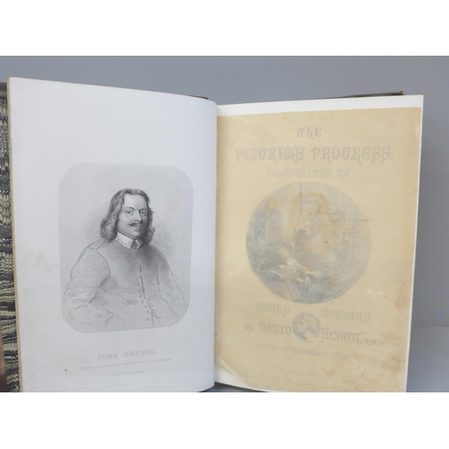 653 - One volume; John Bunyan, Pilgrims Progress published Fullarton 1858 containing both parts and 65 etc... 