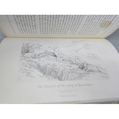 653 - One volume; John Bunyan, Pilgrims Progress published Fullarton 1858 containing both parts and 65 etc... 