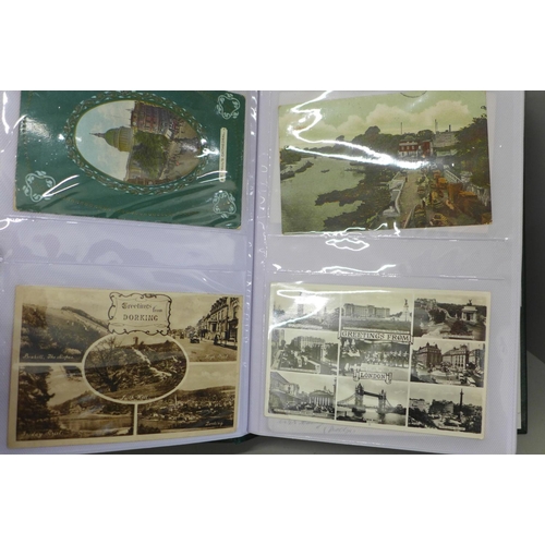 687 - A box of London and suburbs postcards with an album of 200 cards and a similar number loose