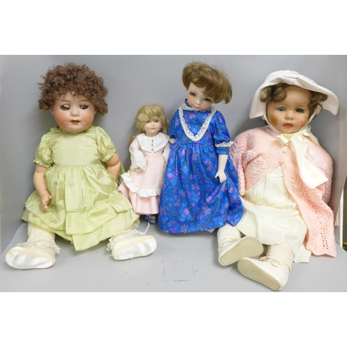 700D - A box of four vintage and modern dolls