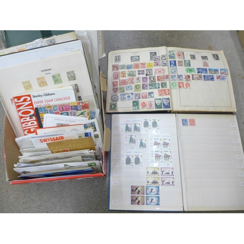 708 - A box of stamps, covers, a 1999 Australian year book, etc