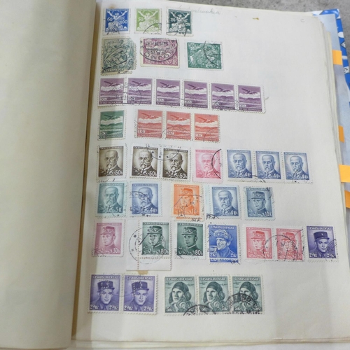 712 - stamps; an accumulation housed in four home made albums from Queen Victoria through to 1960's, with ... 