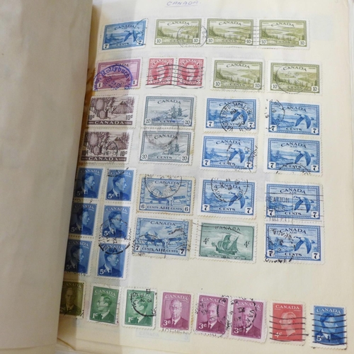 712 - stamps; an accumulation housed in four home made albums from Queen Victoria through to 1960's, with ... 