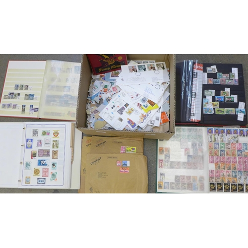 716 - Stamps; a box of stamps, covers, etc., loose and in albums