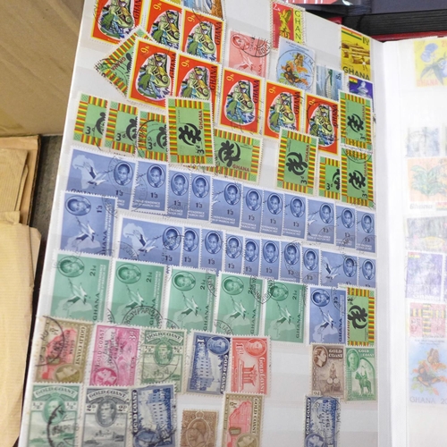 716 - Stamps; a box of stamps, covers, etc., loose and in albums