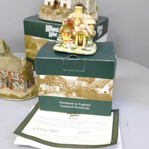 719 - Nine Lilliput Lane cottages including Brewn Bach, Catch a Cold and Stone Cottage, boxed and other Li... 