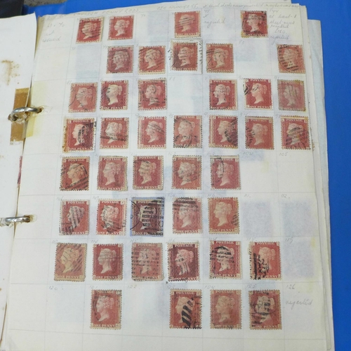 723 - Stamps; Queen Victoria to 1980's accumulation in 7 binders with good range of QV 1d red plates, QEII... 