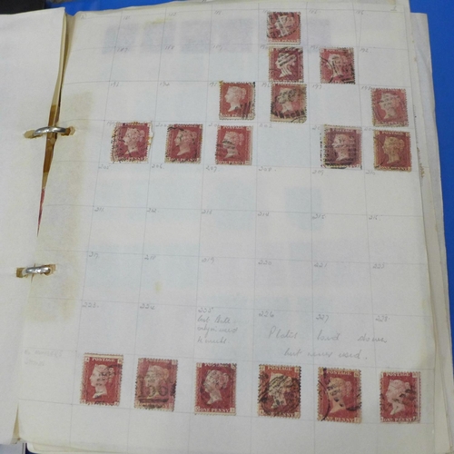 723 - Stamps; Queen Victoria to 1980's accumulation in 7 binders with good range of QV 1d red plates, QEII... 