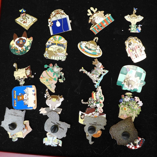 727 - Costume jewellery, Gary Patterson cat badges and watches