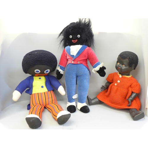 728 - Two soft toys and a black doll - (These items are listed on the basis they are illustrative of a byg... 