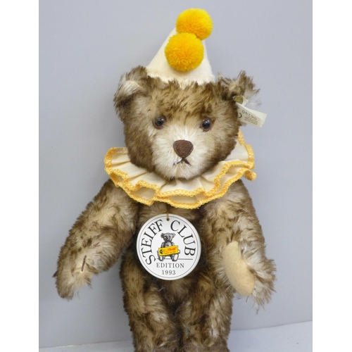 732 - Steiff Teddy Clown, 1928 replica bear, boxed, 30cm